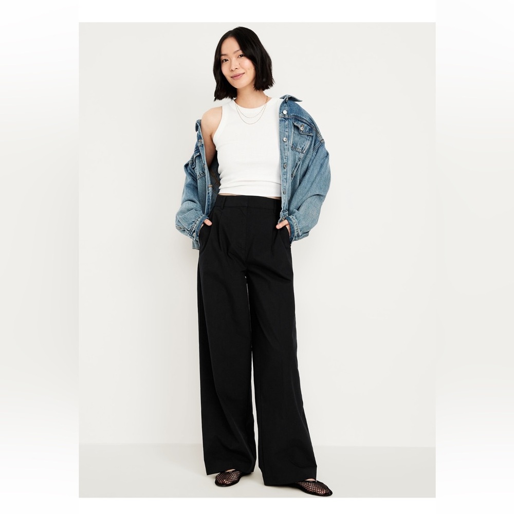 Extra High-Waisted Poplin Taylor Wide-Leg Trouser Pants